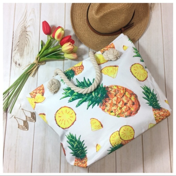 Infinity Raine Handbags - LAST ONE! Pineapple Tote Bag with Rope Handles